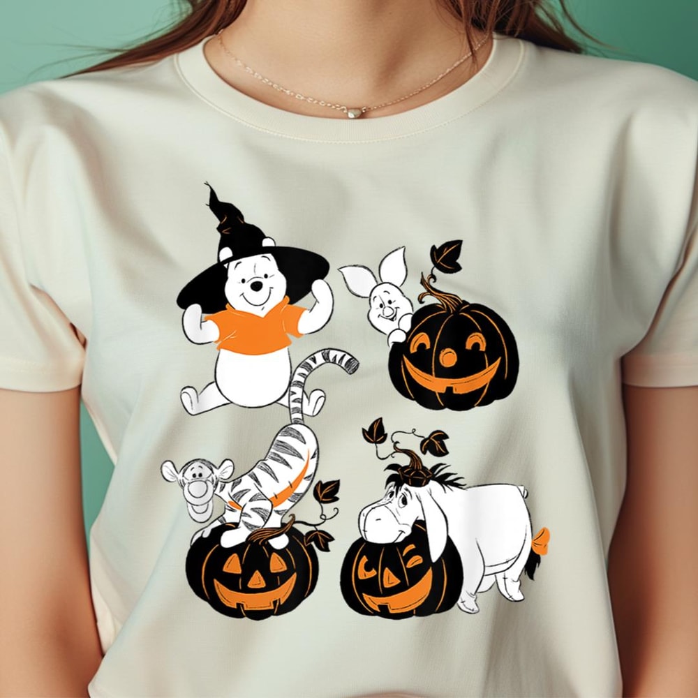 Disney Winnie The Pooh Halloween Characters With Pumpkins PNG, Winnie The Pooh PNG, The Pooh Digital Png Files.jpg