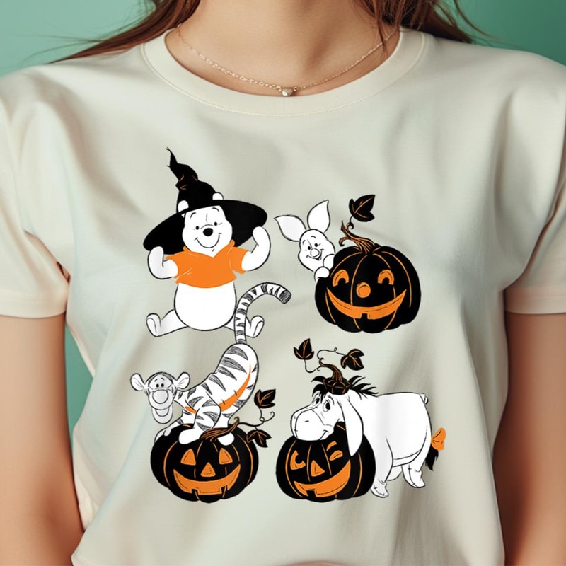 Disney Winnie The Pooh Halloween Characters With Pumpkins PNG, Winnie The Pooh PNG, The Pooh Digital Png Files.jpg
