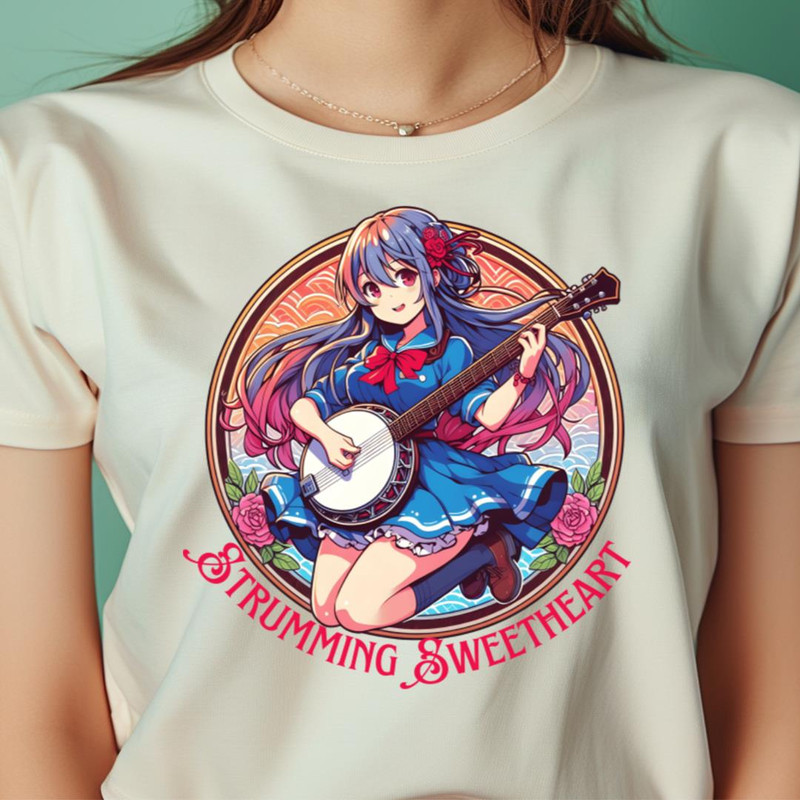 Banjo Anime Girl Fiddle Fire PNG, Bluegrass PNG.jpg