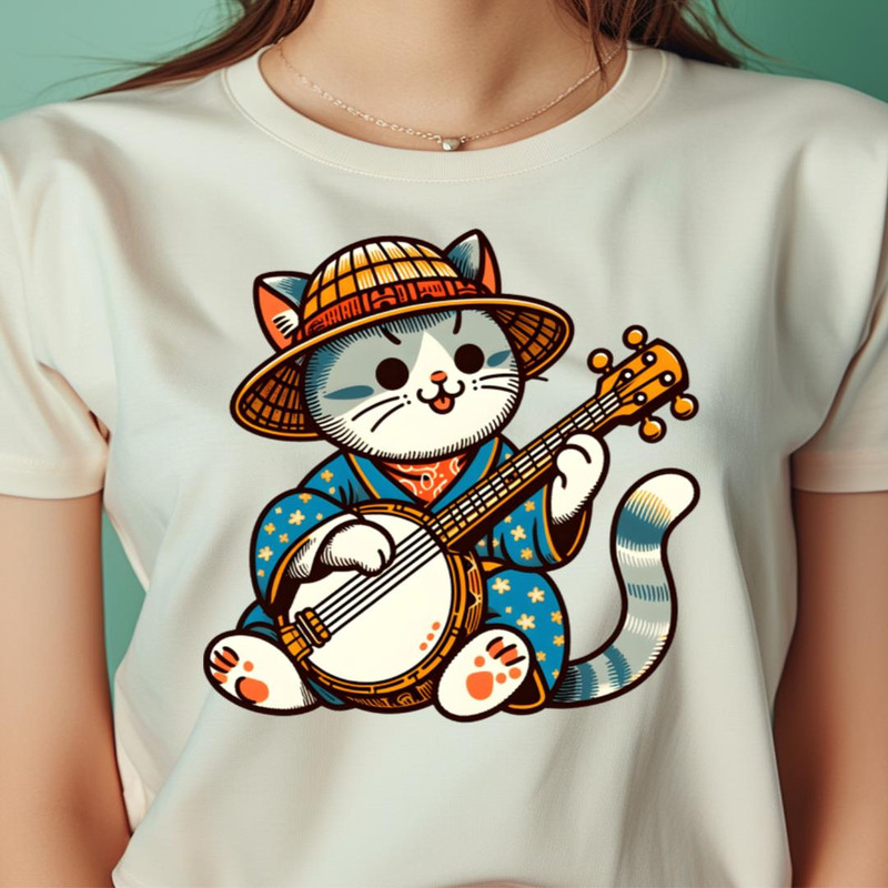 Banjo Cat Lively Strings PNG, Bluegrass PNG.jpg