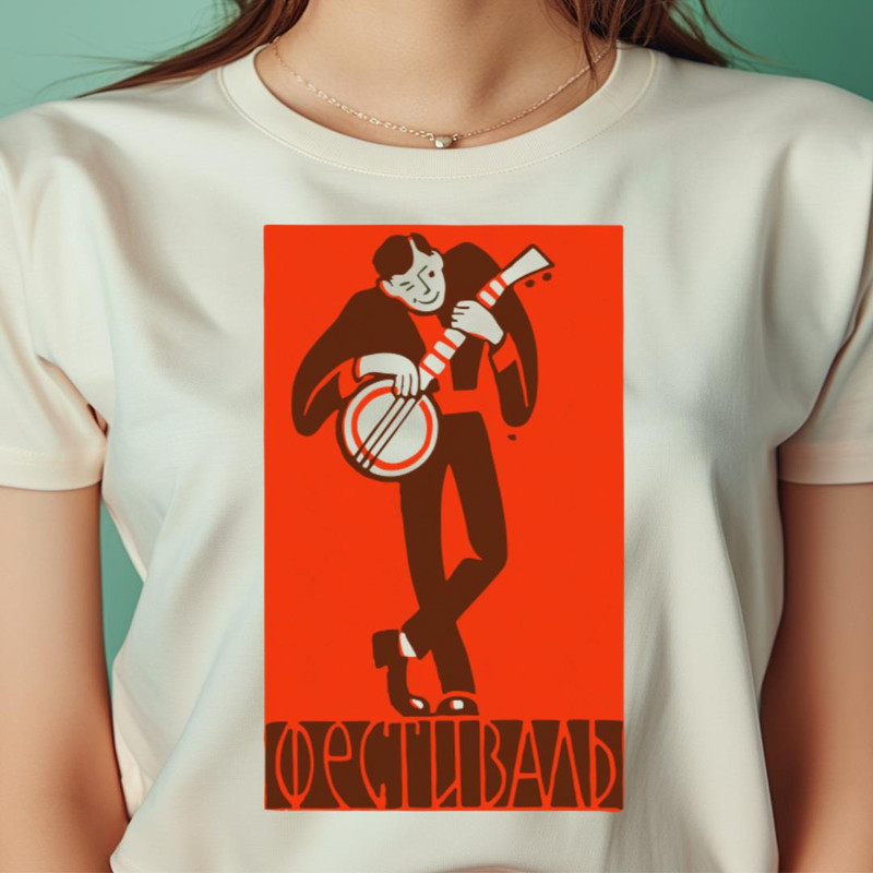 Banjo Player Soviet Poster Aesthetic PNG, Bluegrass PNG.jpg
