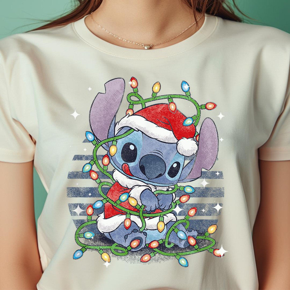 Disney Lilo Stitch Christmas Tangled Lights Portrait PNG, Winnie the Pooh PNG, Pooh Bear Digital Png Files.jpg