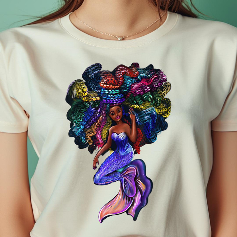 African American Mermaid Afro Hair Braids Black Mermaids PNG, The Little Mermaid PNG, Fantasy Digital Png Files.jpg