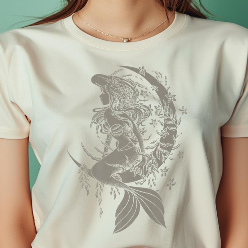 Disney Little Mermaid Ariel Tattoo Style Portrait PNG, The Little Mermaid PNG, Fantasy Digital Png Files.jpg