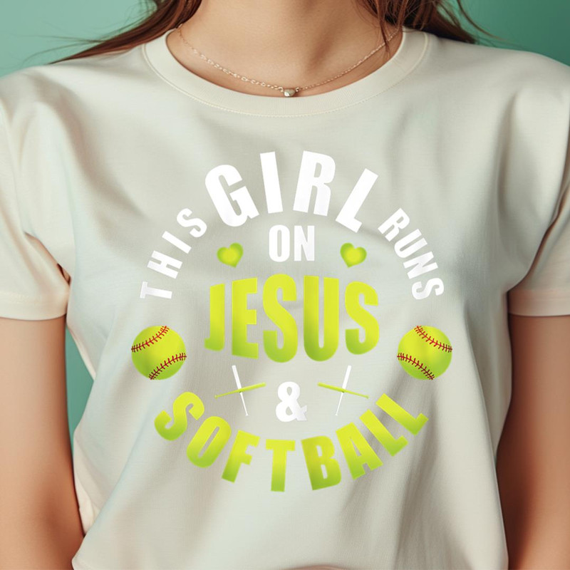 Christian Girls Gift This Girl Runs On Jesus And Softball PNG, The Powerpuff Girls PNG, Girl Power Digital Png Files.jpg