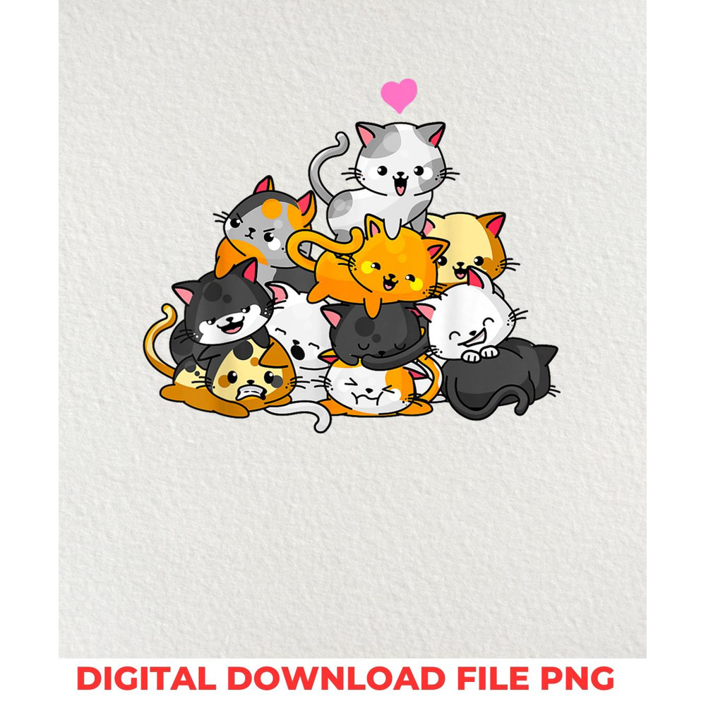 Cat Cute Kitty Pile Cats Anime Kawaii Neko Gift Women Girls PNG, Demon Slayer Anime PNG, Demon Slayer Anime Digital Png Files.jpg