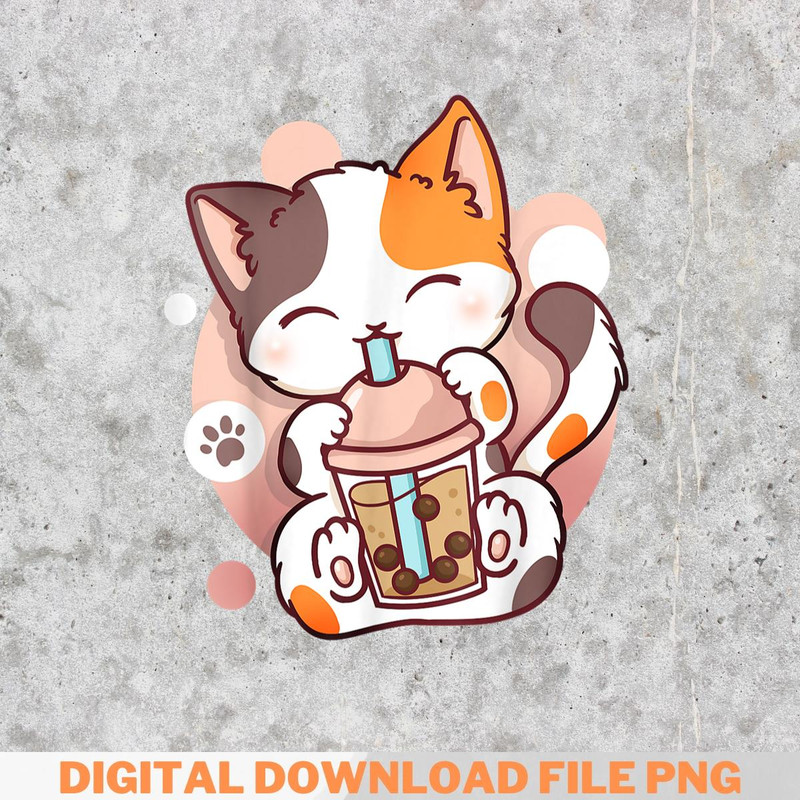 Cat Boba Tea Bubble Tea Anime Kawaii Neko_T-Shirt_File PNG.jpg