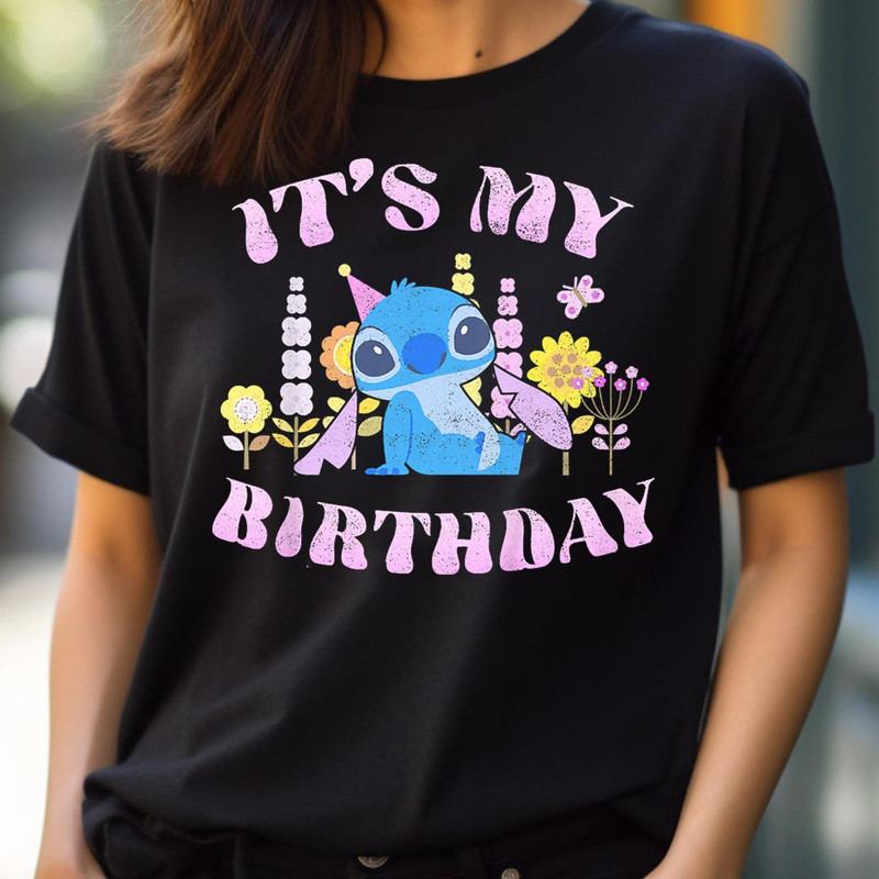 Kids Disney Lilo & Stitch Cute Retro Floral It'S My Birthday PNG, goofy PNG, goofy ahh Digital Png Files.jpg