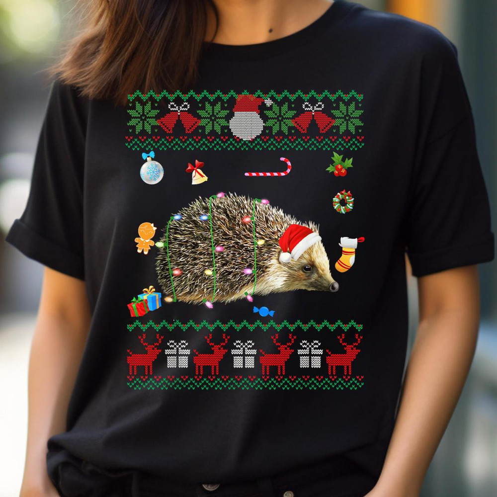 Funny Ugly Xmas Sweater Animals Lights Christmas Hedgehog PNG, Sonic the Hedgehog PNG, Hedgehog Digital Png Files.jpg
