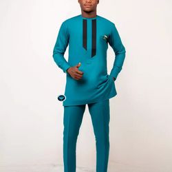 Men's Kaftan Suit/ Men African Clothing/ Men African Wedding Suit/ Groomsmen African Suit/Men Traditional Clothing/ DHL