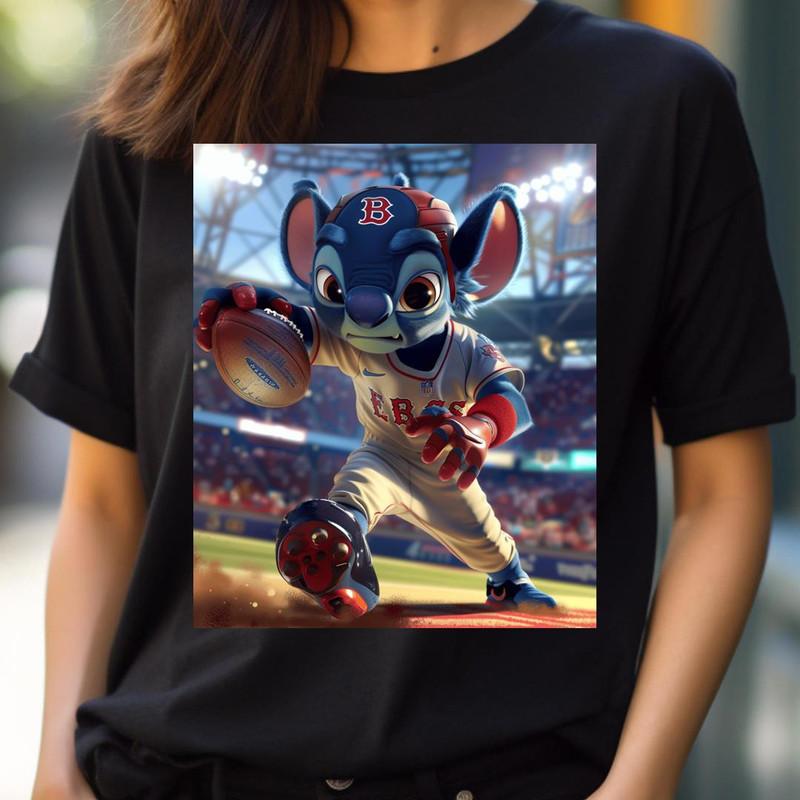 Lilo Sends Stitch To Sox Field PNG, Stitch Vs Boston Red Sox logo PNG, Stitch Digital Png Files.jpg