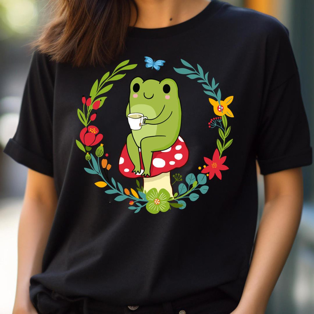 Frog Drinking Tea - Untouched Cottagecore Aesthetic PNG, Cottagecore Aesthetic PNG.jpg