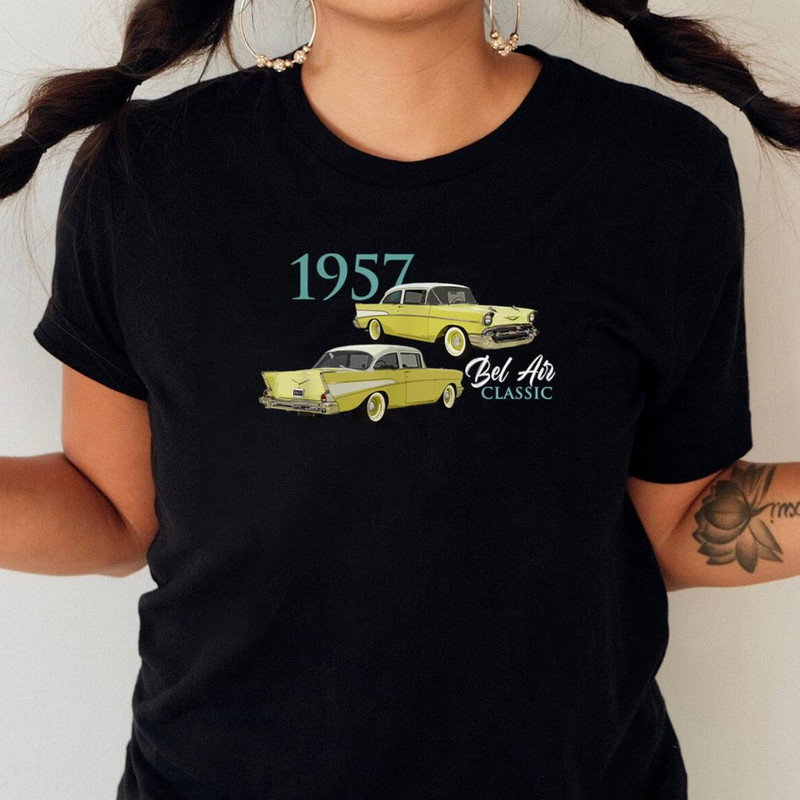 Vintage Cars, Classic Cars, 1957 Bel Air, 1950'S, Car Art, PNG, Mcqueen PNG, Lightning Mcqueen Digital Png Files_T-Shirt_File PNG.jpg