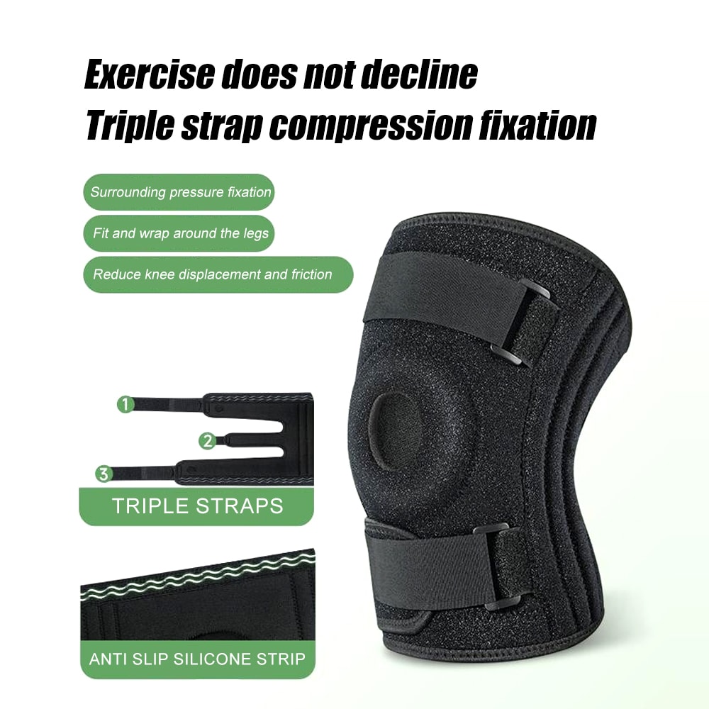 Plus Size Open Back Knee Brace with Side Stabilizers and Patella Support for Meniscus Tear Relief