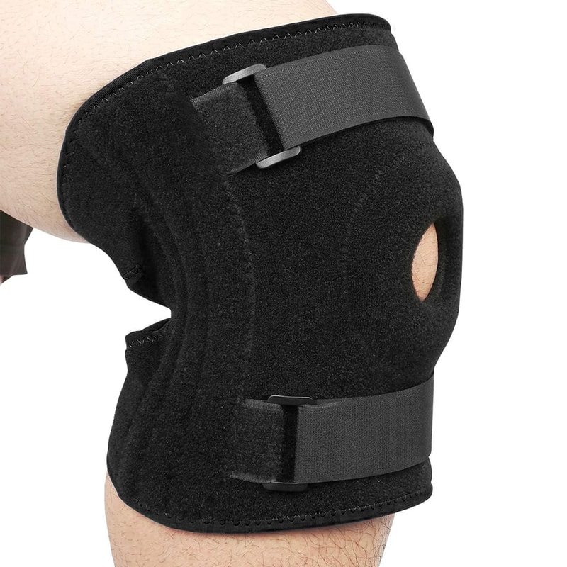 Plus Size Open Back Knee Brace with Side Stabilizers and Patella Support for Meniscus Tear Relief