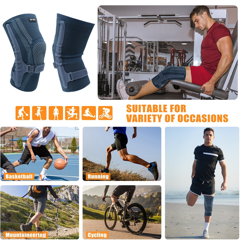 Knee Brace With Patella Gel Pad And Side Stabilizers Compression Sleeve For Running ACL Support And