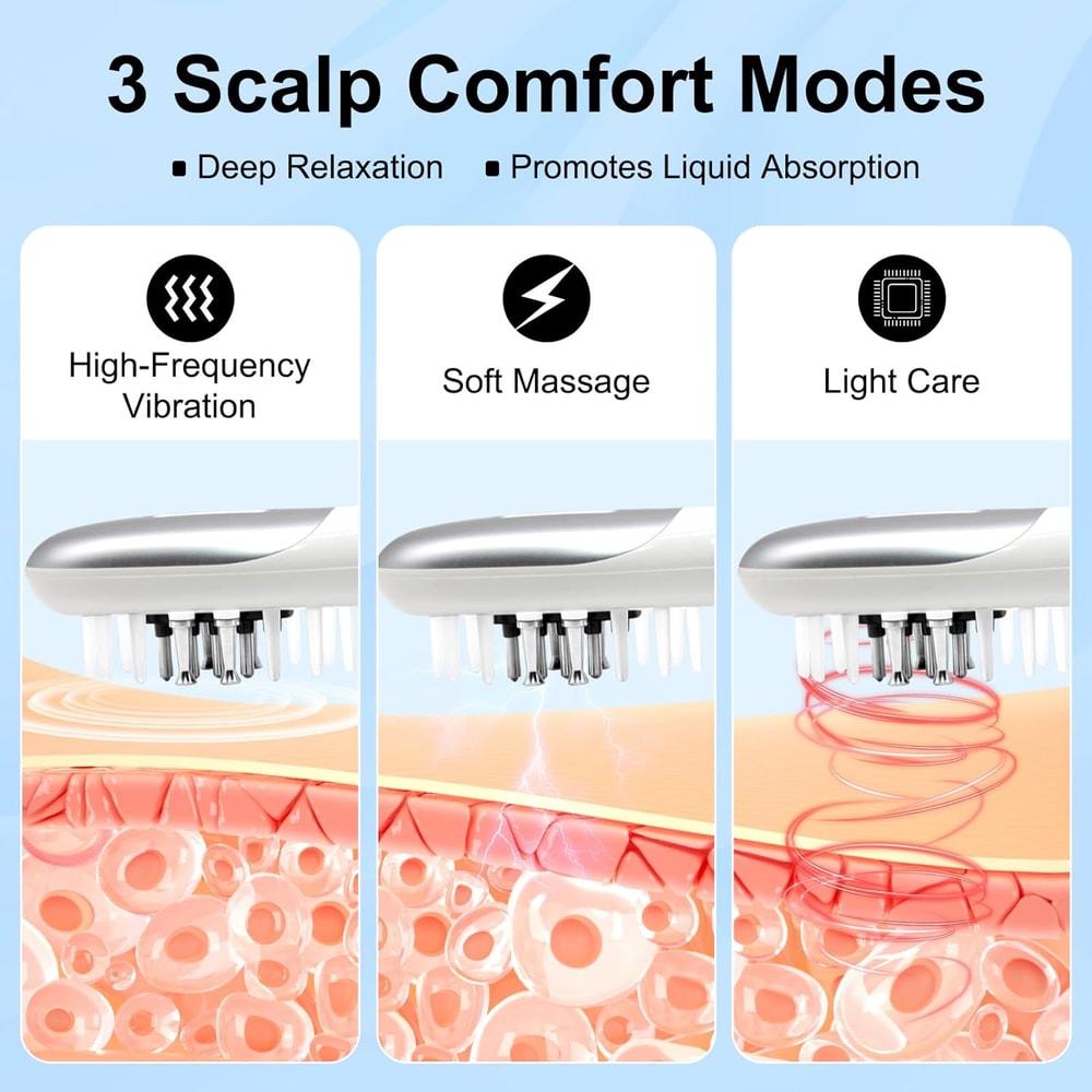 3 In 1 EMS Hair Growth Massage Comb With Red Blue Light Therapy And Oil Dispenser Scalp Massager 2