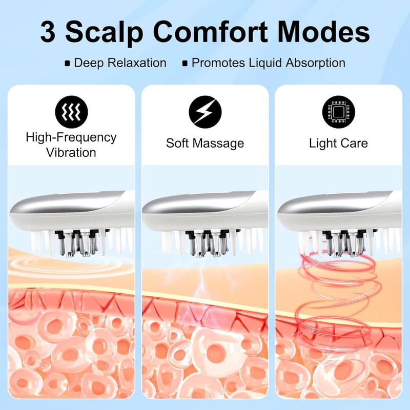 3 In 1 EMS Hair Growth Massage Comb With Red Blue Light Therapy And Oil Dispenser Scalp Massager 2