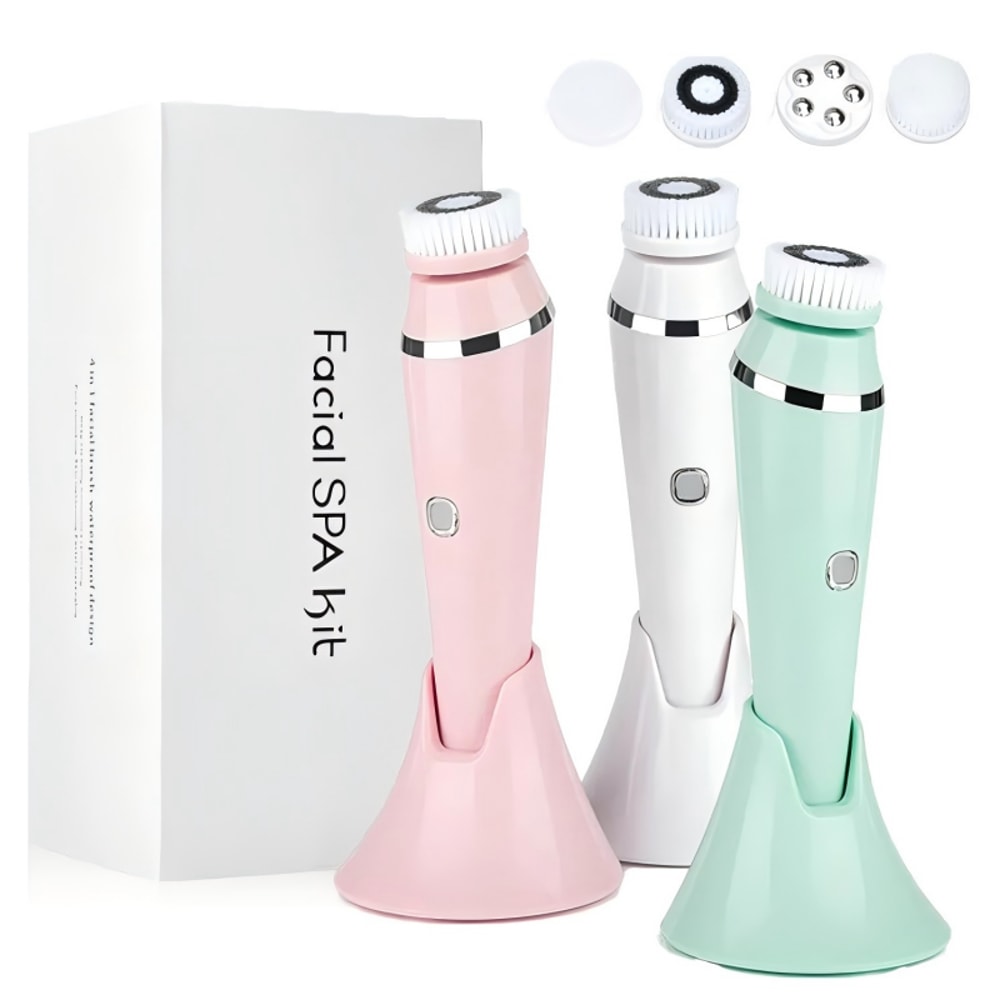 4 In 1 Electric Facial Cleansing Brush Deep Pore Face Cleansing Device With Massage Heads And Water 5