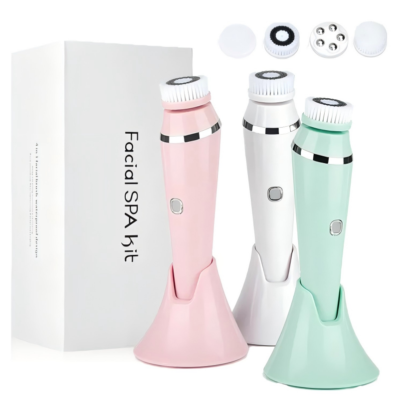4 In 1 Electric Facial Cleansing Brush Deep Pore Face Cleansing Device With Massage Heads And Water 5