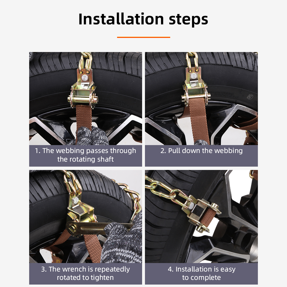 Manganese Steel Heavy Duty Tire Snow Chains Anti Skid Emergency Traction For Car Truck SUV Winter D 4