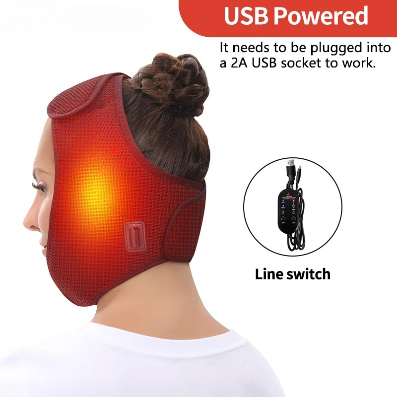 TMJ Relief Face Heating Wrap With Vibration Massage USB Electric Jaw Heating Pad For Chin And Facia 1
