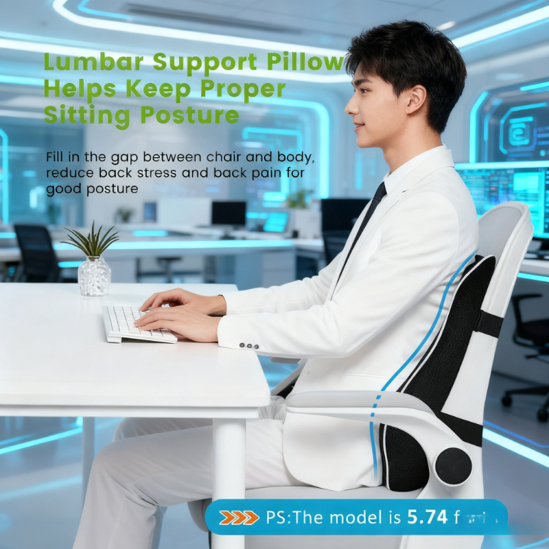 ErgoRebound Memory Foam Car Seat Lumbar Support Cushion For Office Chair And Driving Comfort 2