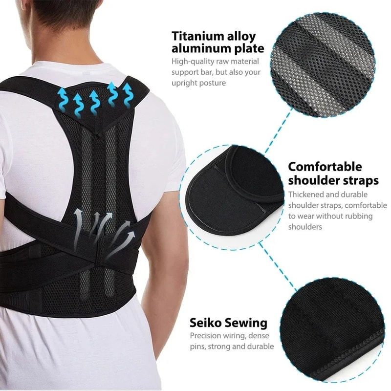 Adjustable Posture Corrector Back Brace Lumbar Support Belt With Shoulder Alignment For Men And Wom
