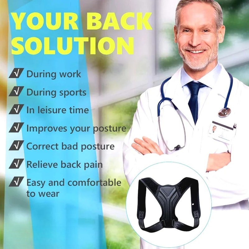 Adjustable Posture Corrector Belt With Clavicle Spine Support For Back Shoulder Alignment And Upper 2