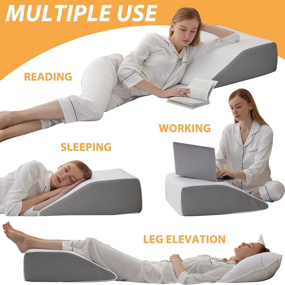 ErgoLift Memory Foam Leg Elevating Pillow Wedge For Side Sleeping Relief And Circulation Support 2
