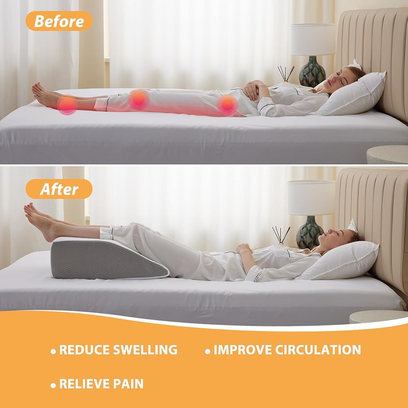 ErgoLift Memory Foam Leg Elevating Pillow Wedge For Side Sleeping Relief And Circulation Support 4