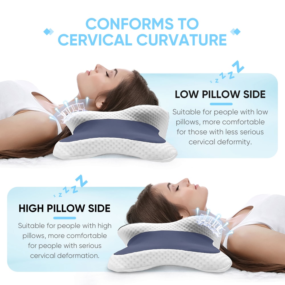 Ergonomic Cervical Pillow Memory Foam Neck Pain Relief Pillow For Side Back And Stomach Sleepers 4