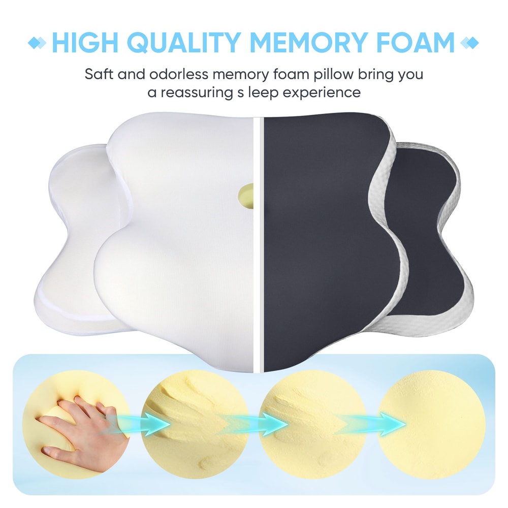 Ergonomic Cervical Pillow Memory Foam Neck Pain Relief Cooling Contour Pillow for Back and Side Sleepers