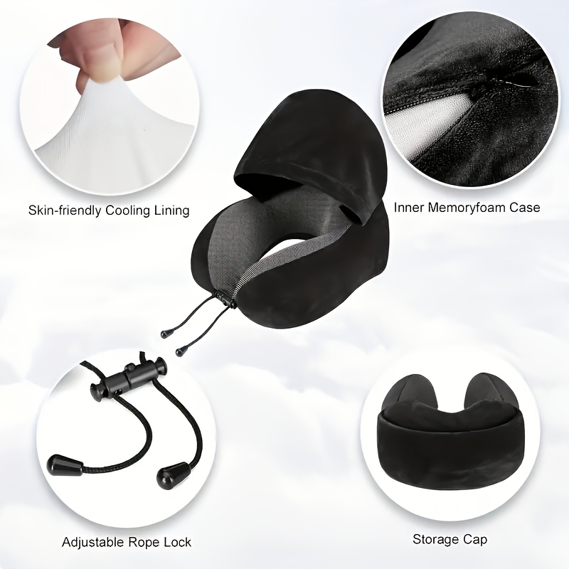 Memory Foam Travel Neck Pillow with Cervical Support Soft U Shaped Neck Support Pillow for Travel and Relaxation