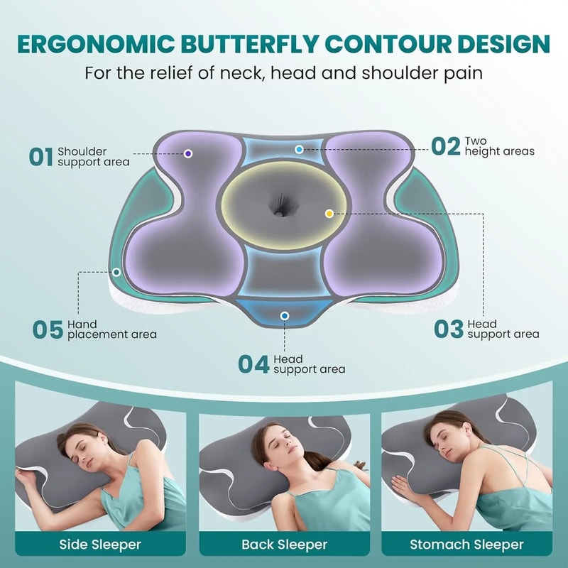 Ergonomic Cervical Neck Pillow Memory Foam Orthopedic Support Pillow With Silk Cover For Neck Shoul 1