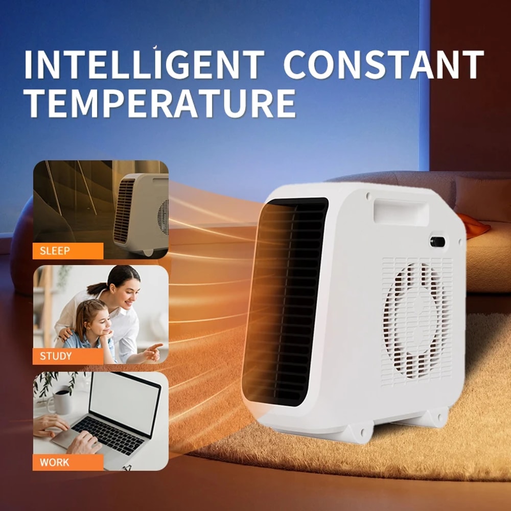 Portable Mini Space Heater Fast Heating Desktop Electric Fan Heater with Safety Cutoff for Dorm Office Room