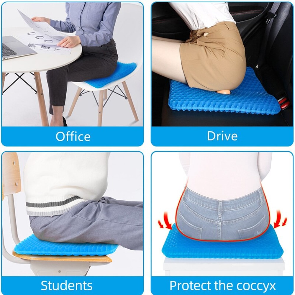 ErgoCool Honeycomb Gel Seat Cushion For Long Sitting Breathable Pressure Relief Seat Cushion For O 4