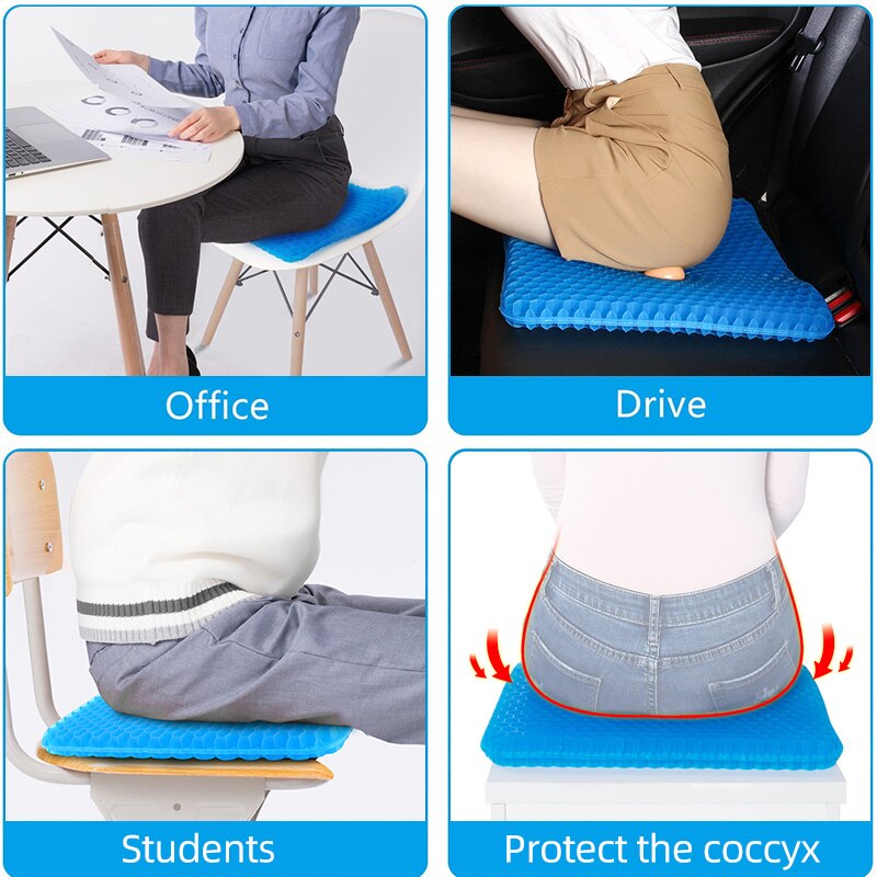 ErgoCool Honeycomb Gel Seat Cushion For Long Sitting Breathable Pressure Relief Seat Cushion For O 4