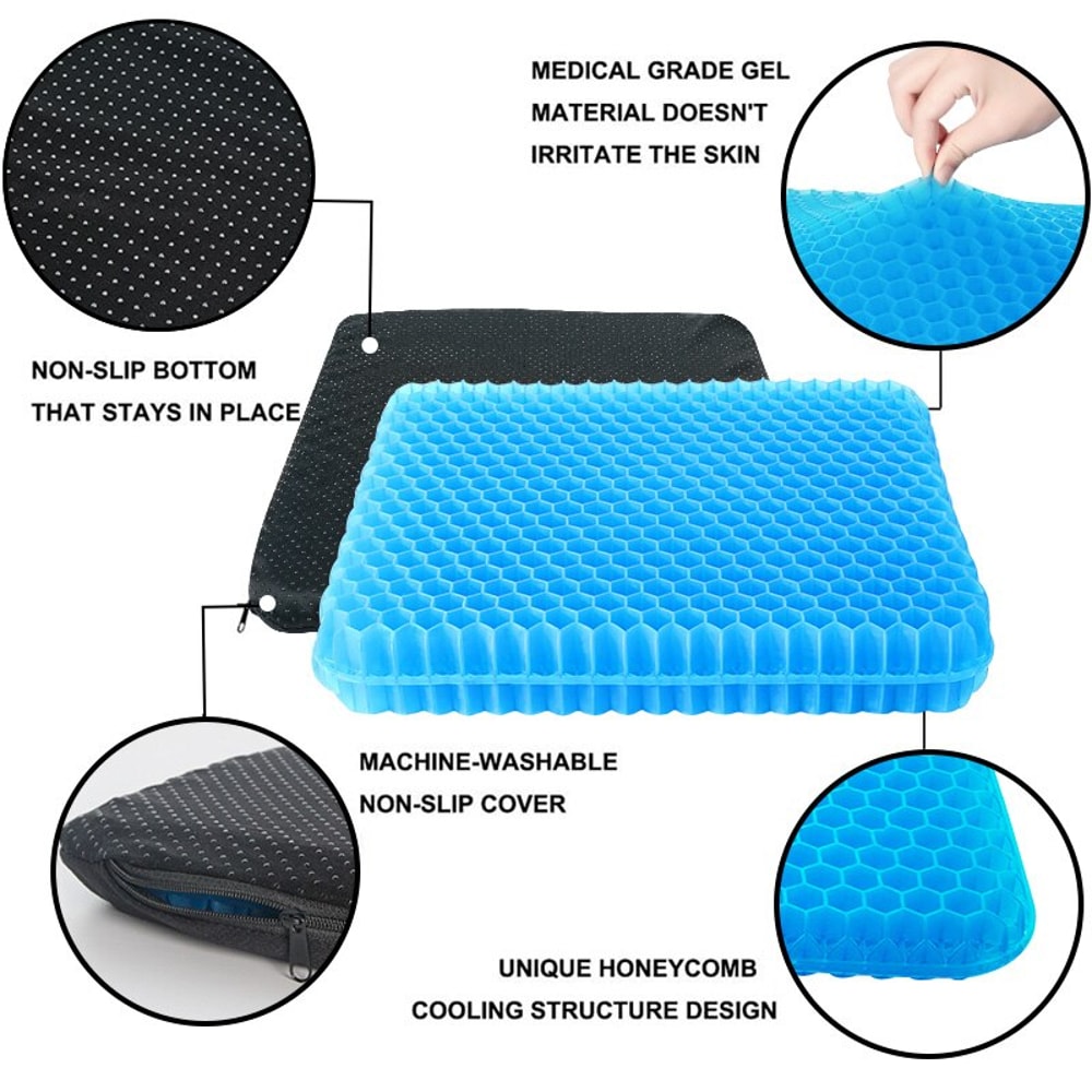 ErgoCool Honeycomb Gel Seat Cushion For Long Sitting Breathable Pressure Relief Seat Cushion For O 5