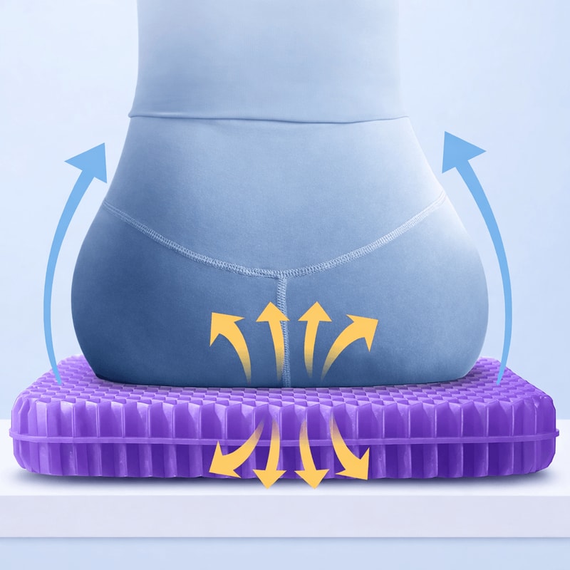 Cooling Honeycomb Gel Seat Cushion For Car Office Chair Pressure Relief Tailbone Support 0