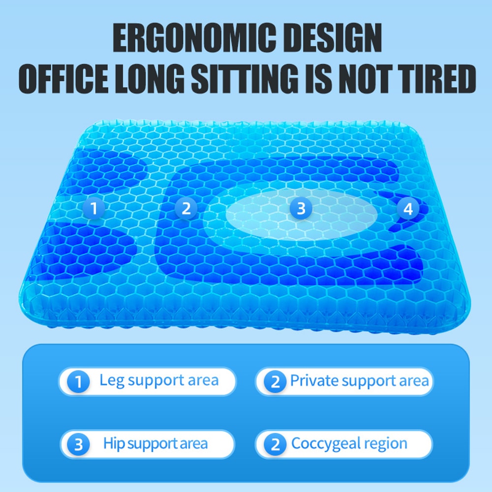 3D Cooling Honeycomb Gel Seat Cushion For Car And Office Breathable Pressure Relief Chair Pad 2