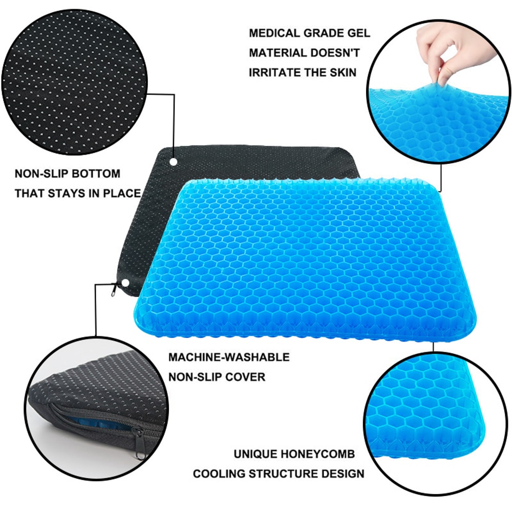 3D Cooling Honeycomb Gel Seat Cushion For Car And Office Breathable Pressure Relief Chair Pad 5