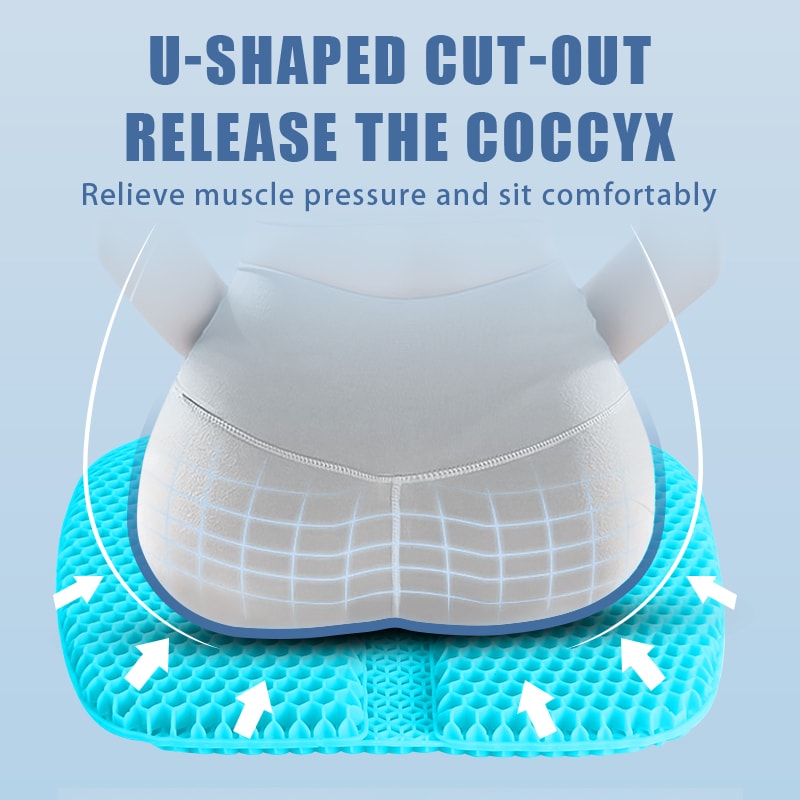 Cooling Gel Seat Cushion Honeycomb Design Pressure Relief Pad For Office Chair Car Wheelchair Tailb