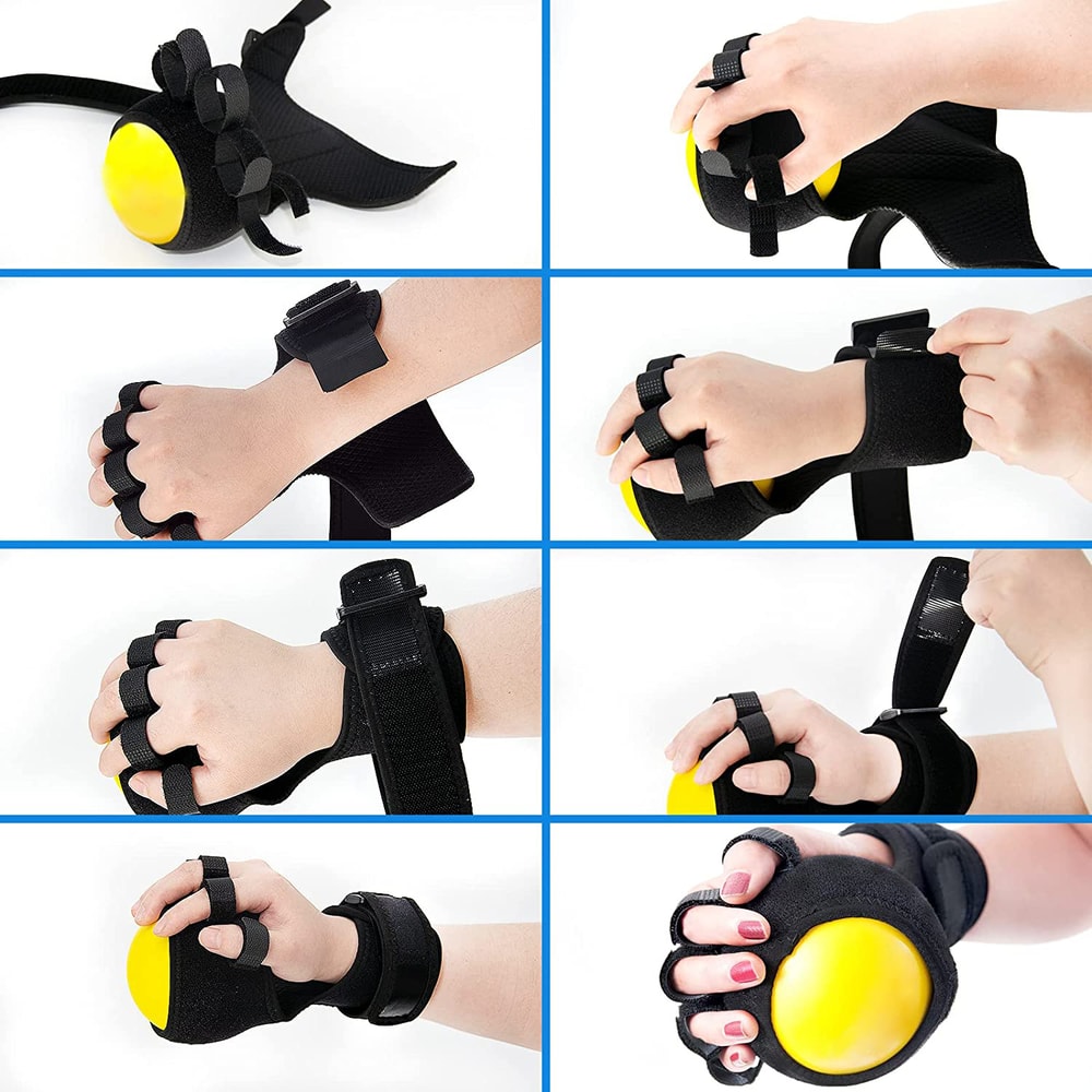 Adjustable Hand Rehabilitation Ball With Splint Support For Stroke Recovery And Finger Strength Tra