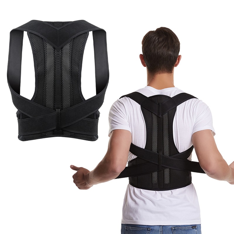 Adjustable Back Brace Posture Corrector With Lumbar Support Belt For Men And Women Breathable Shoul 0
