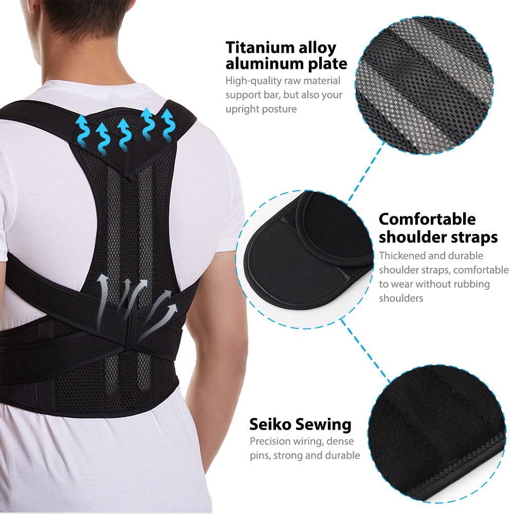 Adjustable Back Brace Posture Corrector With Lumbar Support Belt For Men And Women Breathable Shoul 3