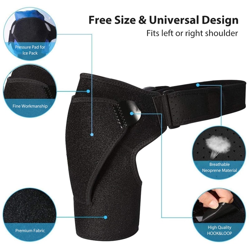 Adjustable Compression Shoulder Brace Support Sleeve for Rotator Cuff Stability and Pain Relief