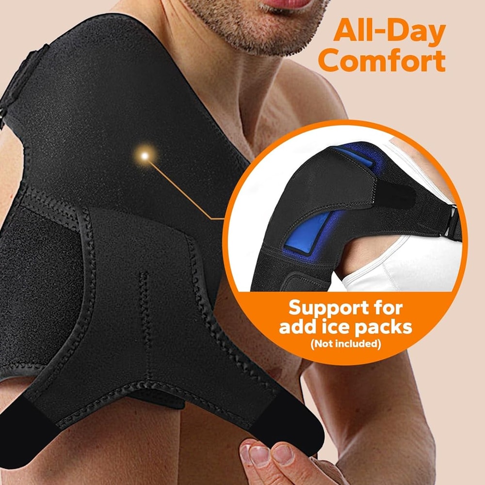 Adjustable Shoulder Brace Support Sleeve for Rotator Cuff Support and AC Joint Relief Stability Wrap