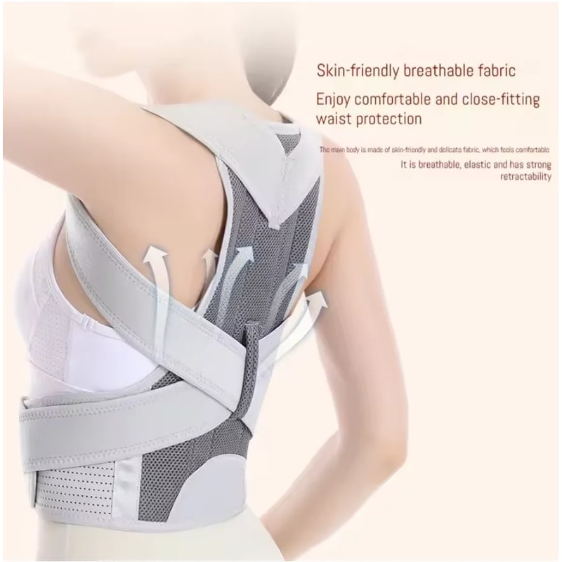 Adjustable Upper Back Posture Corrector Brace With Lumbar Support For Scoliosis And Spine Alignment