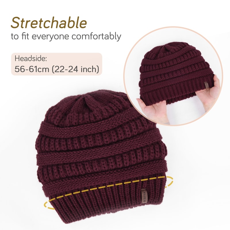 Satin Lined Cable Knit Winter Beanie For Women Soft Slouchy Warm Hair Friendly Hat 3